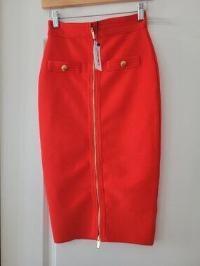 Karen Millen Military Bandage Knitted Pencil Midi Skirt